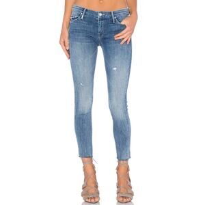 Mother Looker Ankle Fray Skinny Jeans in Double Time Medium Wash Women's size 25